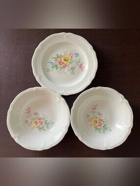 Vintage Edwin M Knowles China semi vitreous ivory 2 dessert bowls 1 Desert Plate